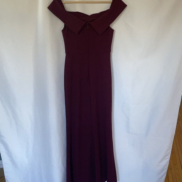 Lulus Burgundy Off-The-Shoulder Maxi Dress S Side Slit & Back Zipper Closure - Picture 7 of 7